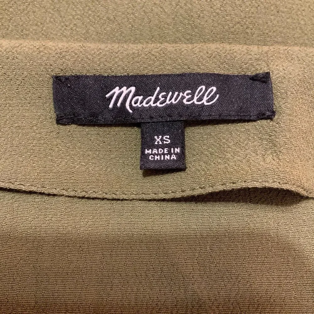 Madewell Olive Green Short Sleeve Novel Shift Dress XS
